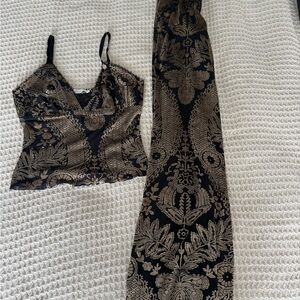 12th Tribe Black and Gold Patterned Pajama Set